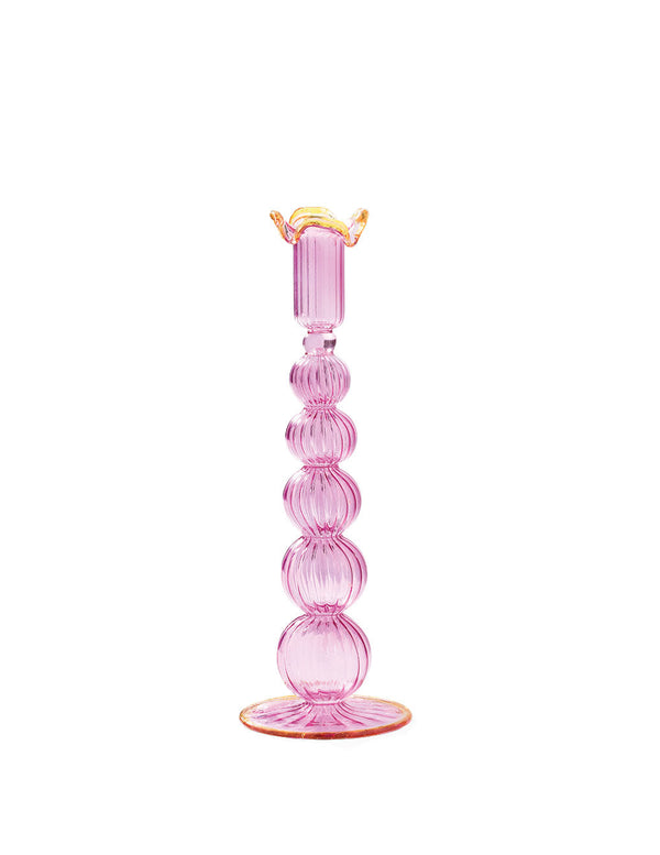 Piped glasslysestake - pink/gul